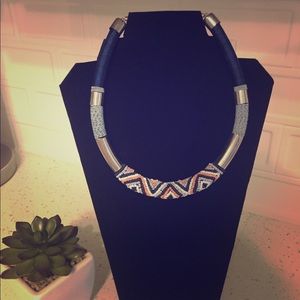 Blue, silver, pink necklace